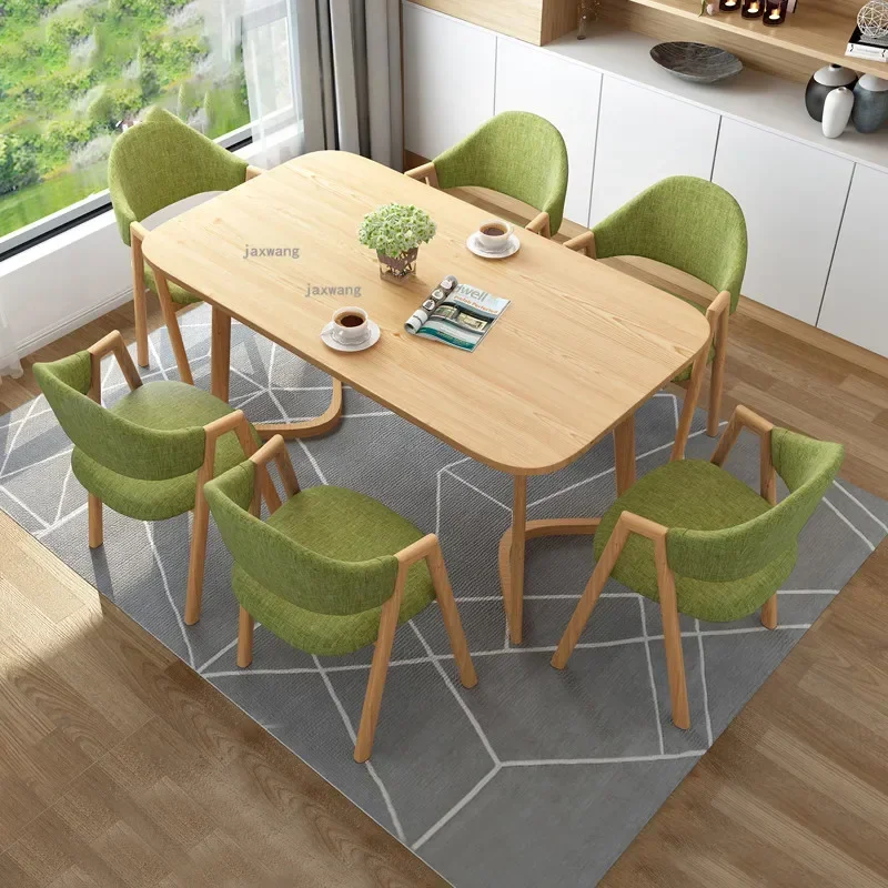 Nordic Hotel Lobby Dining Tables Chairs Modern Kitchen Villa Dining Room Table Sets Solid Wood Living Room Cafe Leisure Desk
