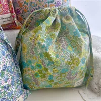 Sac de maquillage en coton, organisateur Portable, sous-vêtements de voyage, sacs à cordon de serrage, sacs pour maman imprimés de fleurs, sacs à cosmétiques 5