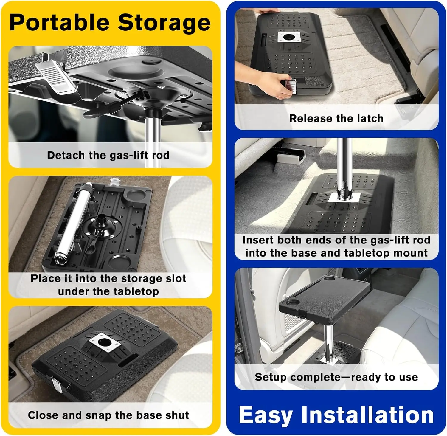 Tavolino per Sedile Auto, Scrivania Regolabile per Laptop e Tablet, Vassoio da Viaggio Multifunzione per Sedile Anteriore/Posteriore/Conducente - immagine 4