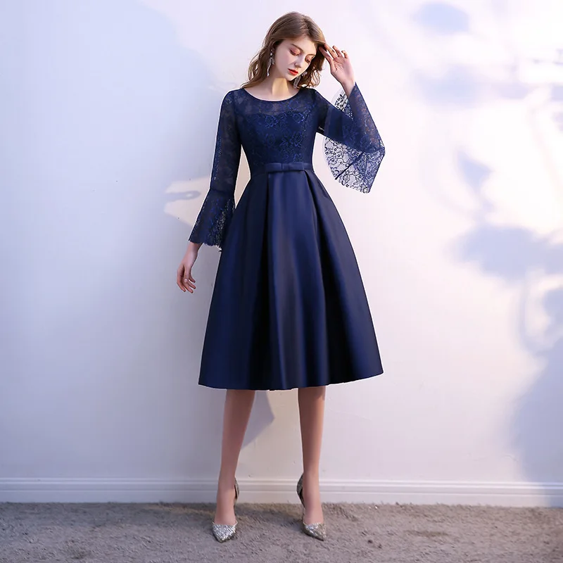 Navy Blue Bridesmaid Dresses Short Halloween Party Gown Puffy