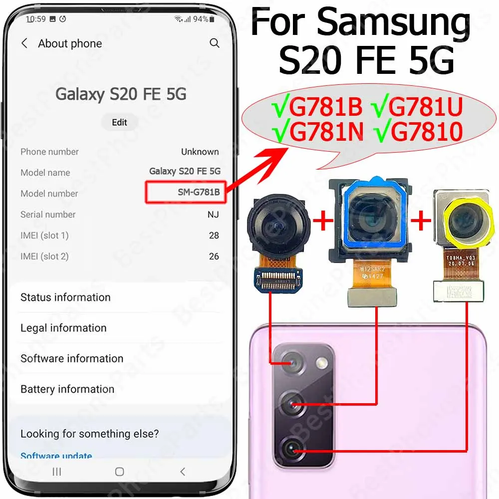 Rear Camera Module Flex for Samsung Galaxy S20 FE – Mobile Phone Spare Part