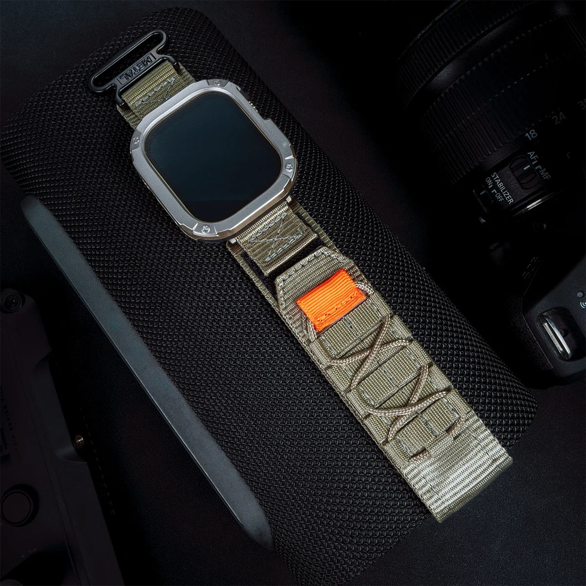 Durable Nylon Wrist Strap with TPU Protective Case for Apple Watch - Tactical Sports Band Bracelet
