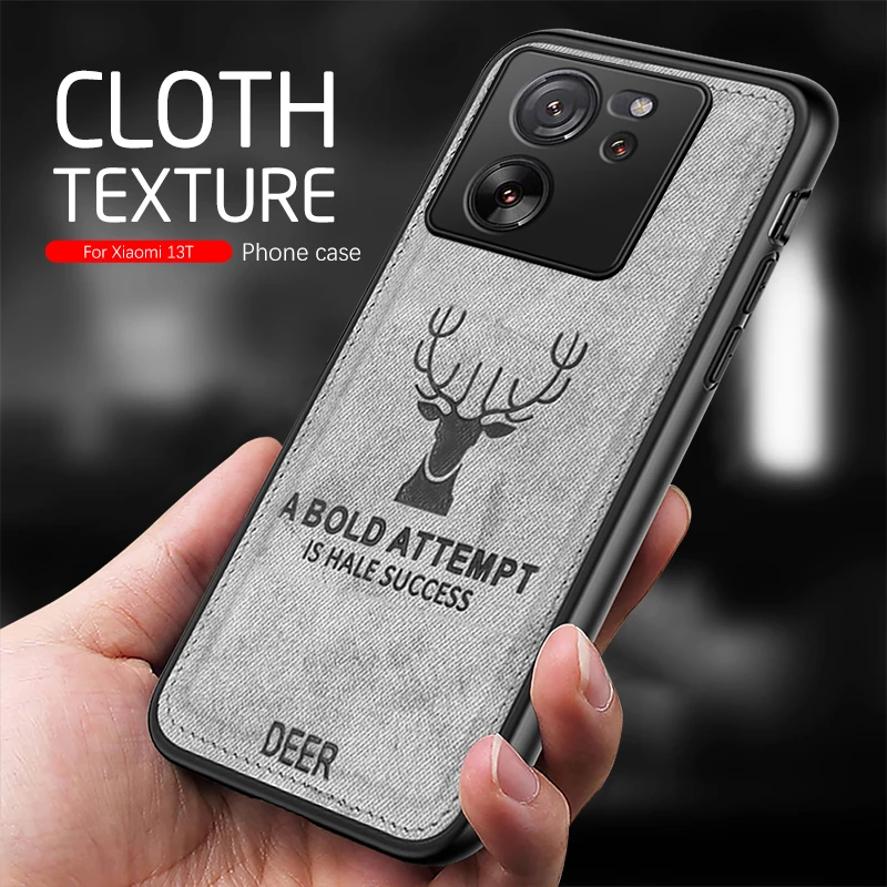 Per Xiaomi 14 Pro 5G Custodia 3D Deer Pattern Panno Copertura In Tessuto Per Xiaomi Mi 13 T 14Pro 13 T 14 Pro Telaio In Silicone Antiurto Coque