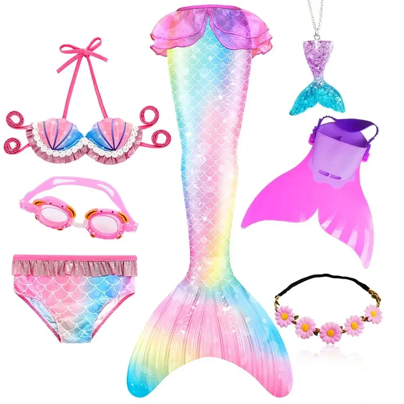 Girls Mermaid Costume Cosplay Swimsuit Bikini Set Swimming Tail For Kids can Add Monofin cosplay costume mermaid costume
