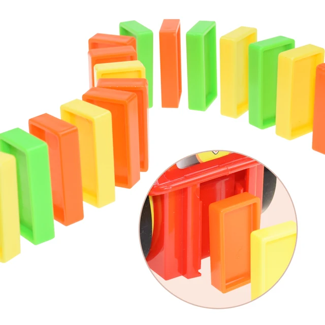 Motorized Domino Train Car Kit Set Up Blocks Elevator Springboard Bridge Set Colorful Bricks Plastic Toy Gift for Children Kids 5