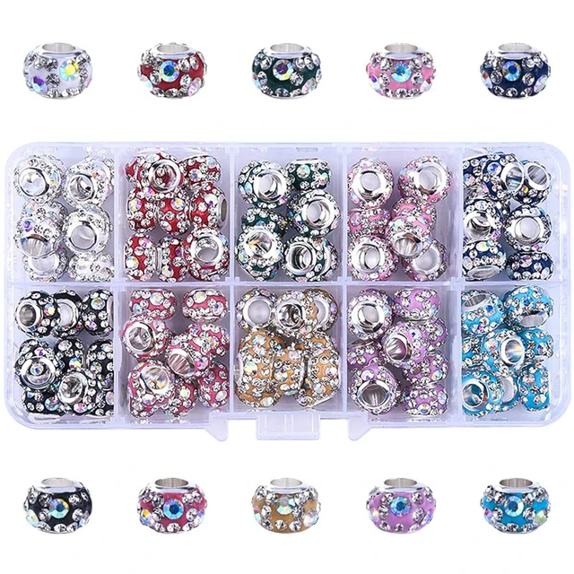 10Pcs New Marble Color Patterns Round Loose European Large Hole Spacer Beads  Murano Charm Fit Women Bracelet DIY Jewelry Making