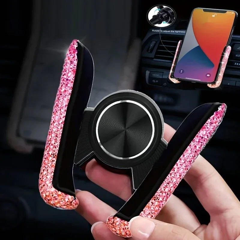 Elegant Crystal Diamond Car Phone Holder with 360° Rotation for a Secure and Stylish Upgrade