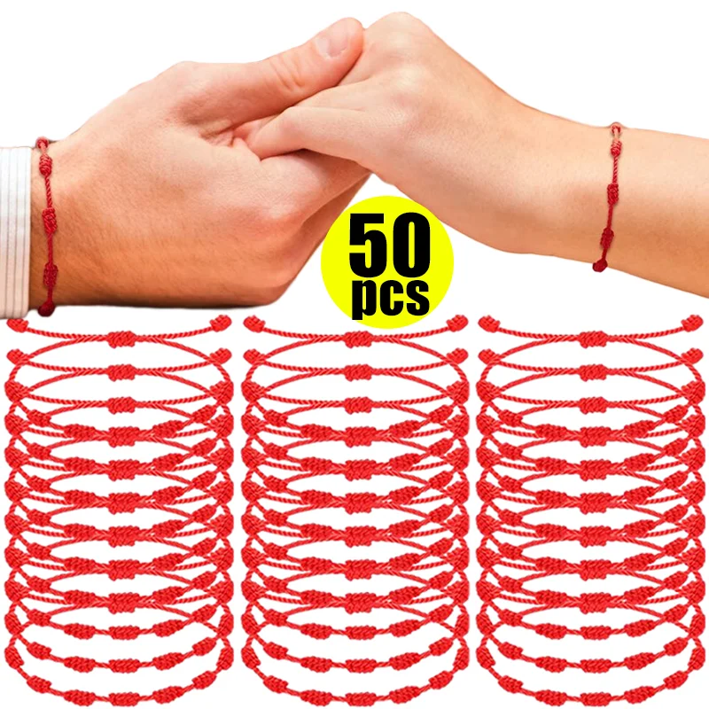 

7 Knots Handmade Red String Love Bracelet for Lover Couple Protection Lucky Amulet Friendship Braid Rope Wristband Jewelry Gift