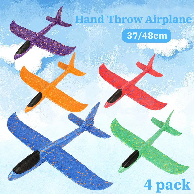 4Pack 37/48Cm Hand Throw Airplane Epp Foam Plane Launch Fly Glider Planes Model Aircraft Outdoor Toys For Children Kids Game