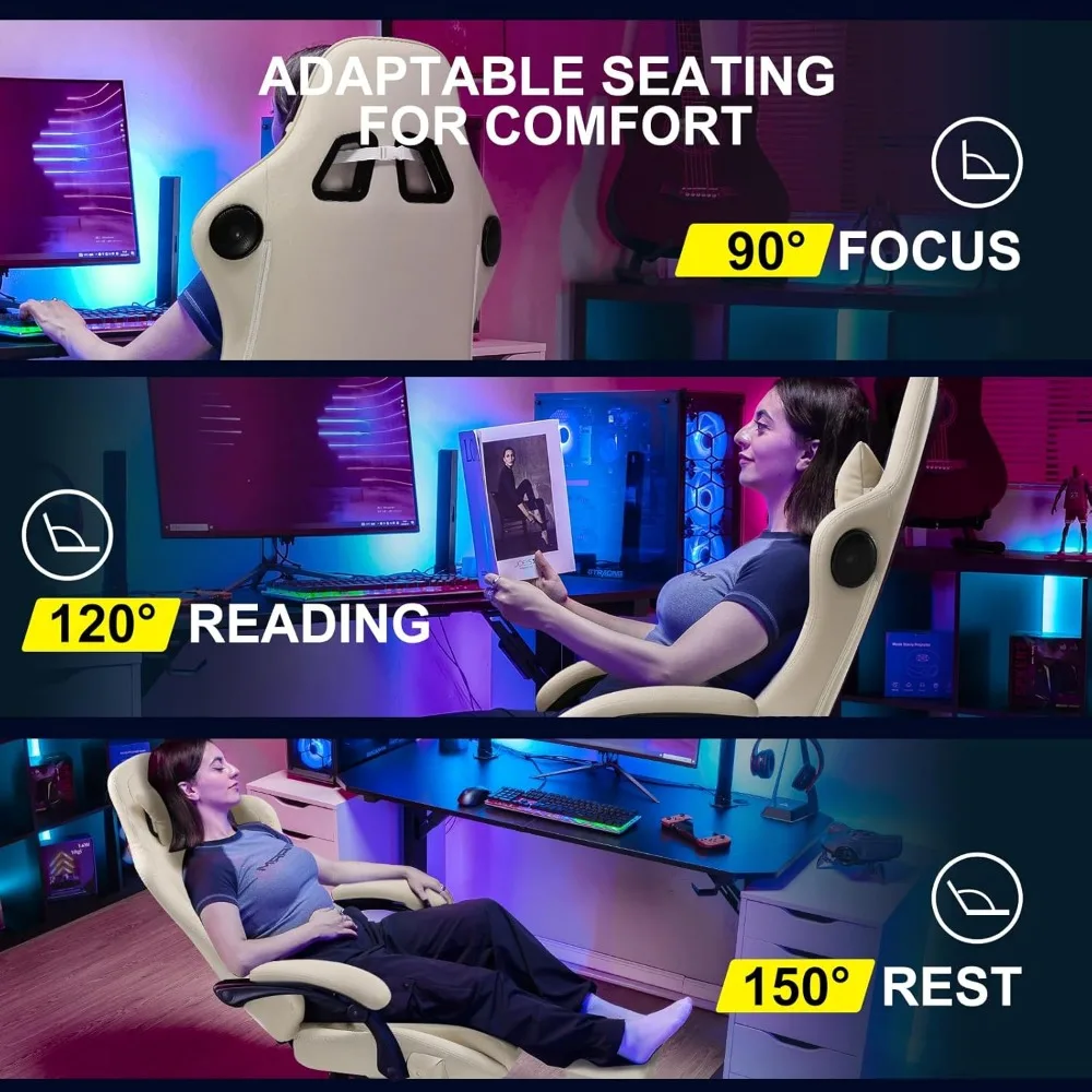 Gaming Chair, Computer Chair with Footrest and Bluetooth Speakers, High Back Ergonomic Gaming Chair 6