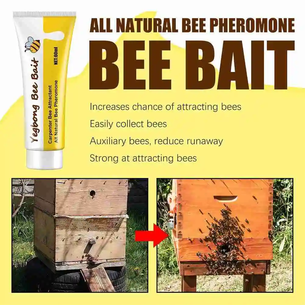 60ML bee attractant lure beekeeping tools beekeeping accessories bee bait bee swarm commander lure bait cage trap kit 1/2/3/4/5pcs