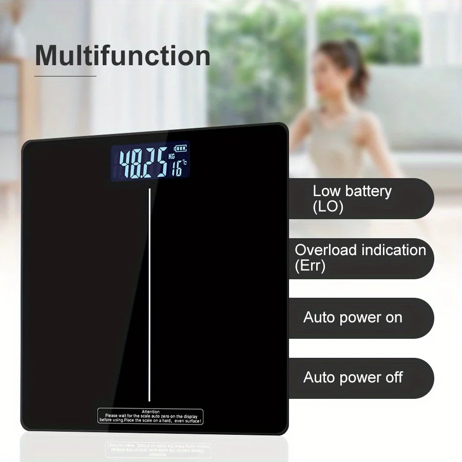 1PC Digital Bathroom Scale, Highly Accurate Body Weight Scale With Lighted LED Display, Round Corner Design Weight Scale 4