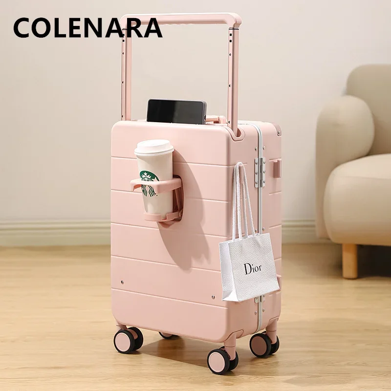 COLENARA Rolling Suitcase Aluminum Frame Trolley Case 20 "boarding Box 24 "26 Inch Cart Type Travel Bag Large Capacity Luggage