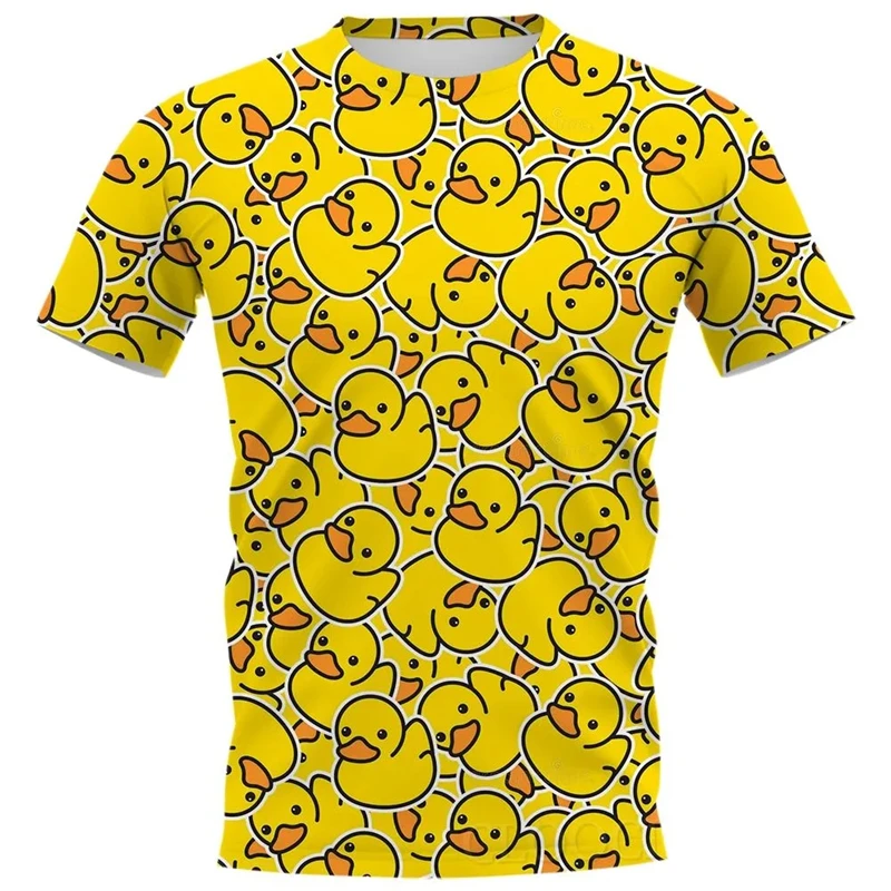 

Funny Cartoon Little Yellow Duck T-shirt 3D Print T Shirt For Men Women Short Street Wear Round Neck Top Oversized Tshirt