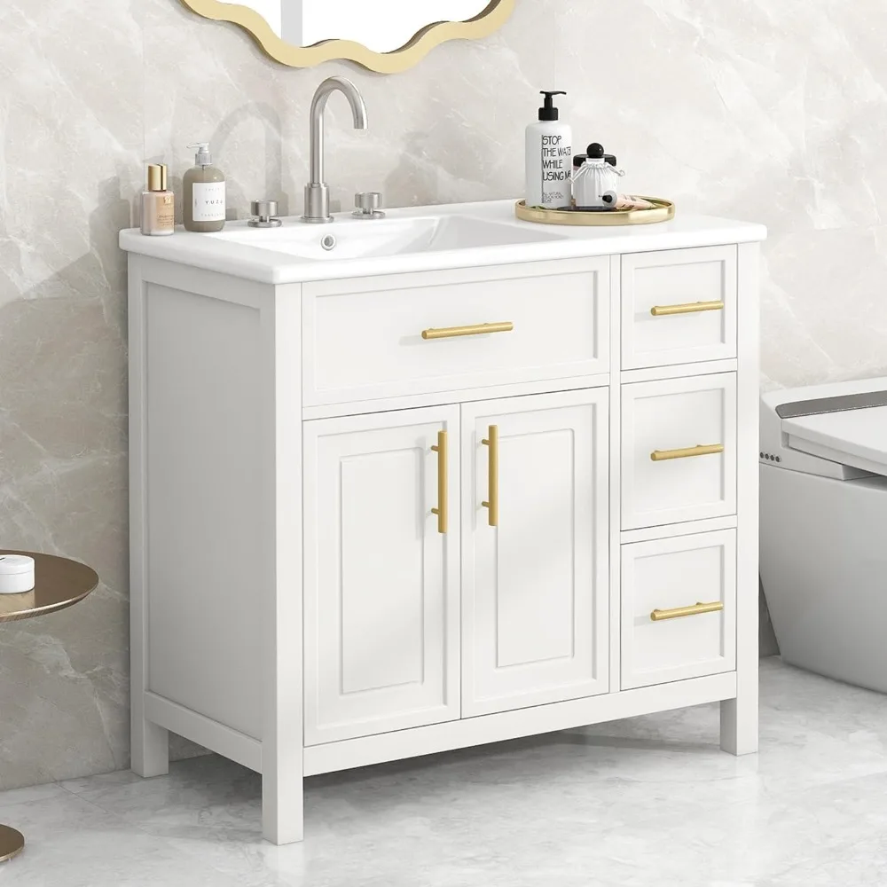 Bathroom Vanity with Sink, Bathroom Storage Cabinet with 3 Drawers, Wood Bathrooms Vanity Set, 36" Bathroom Vanity with Sink 2