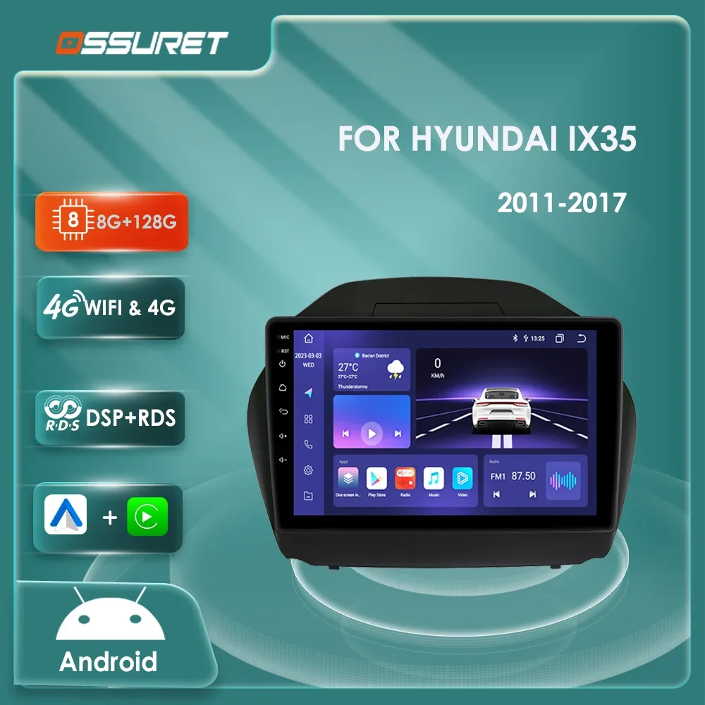 

2din Android 12 for Hyundai Tucson 2 IX35 2011-2017 Auto radio Multimedia Video player 7862 GPS navigation Stereo 4G dsp Carplay