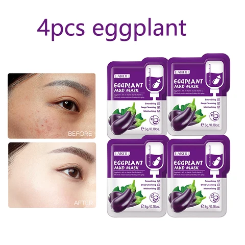 Pieces Eggplant Yeast Clear Mud Face Mask Anti Freckle Shrink Pores Acne Blackhead Treatment Moisturizing Whitening Skin Care