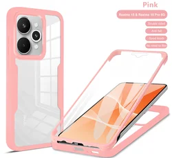 360 Full Body Clear Phone Case with Screen Protector and Shockproof Back Cover - Realme 15 Pro 5G (Pink)