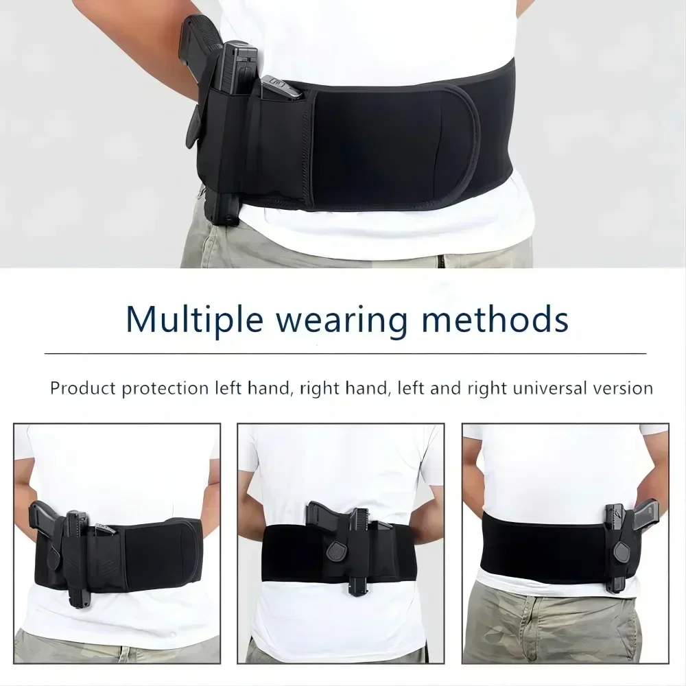 Pistol Holster Belly Gun Holster Belt Concealed Carry Waist Band Magazine Bag Invisible