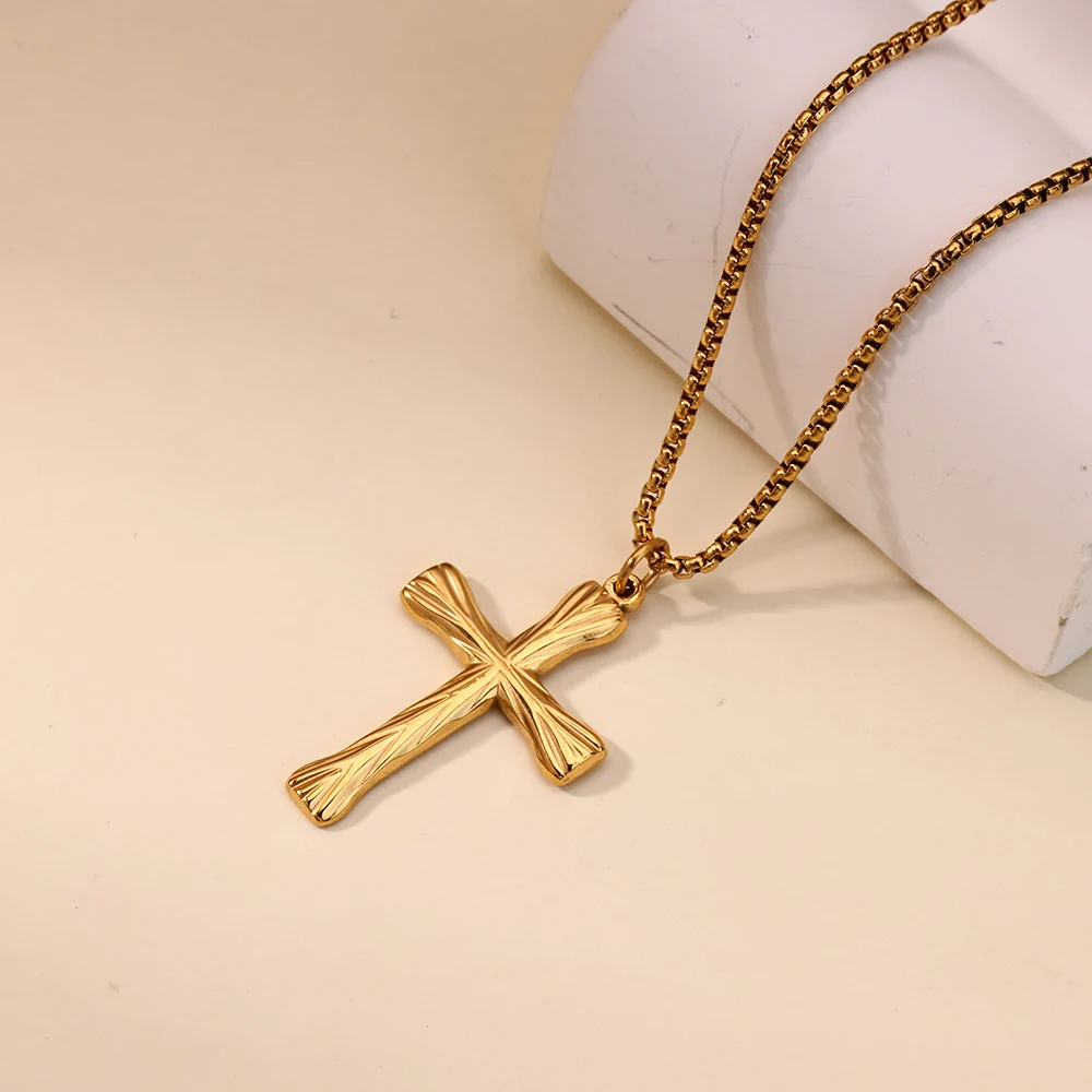 Waterproof Stainless Steel Creative Cross Pendant Necklace for Men Unisex