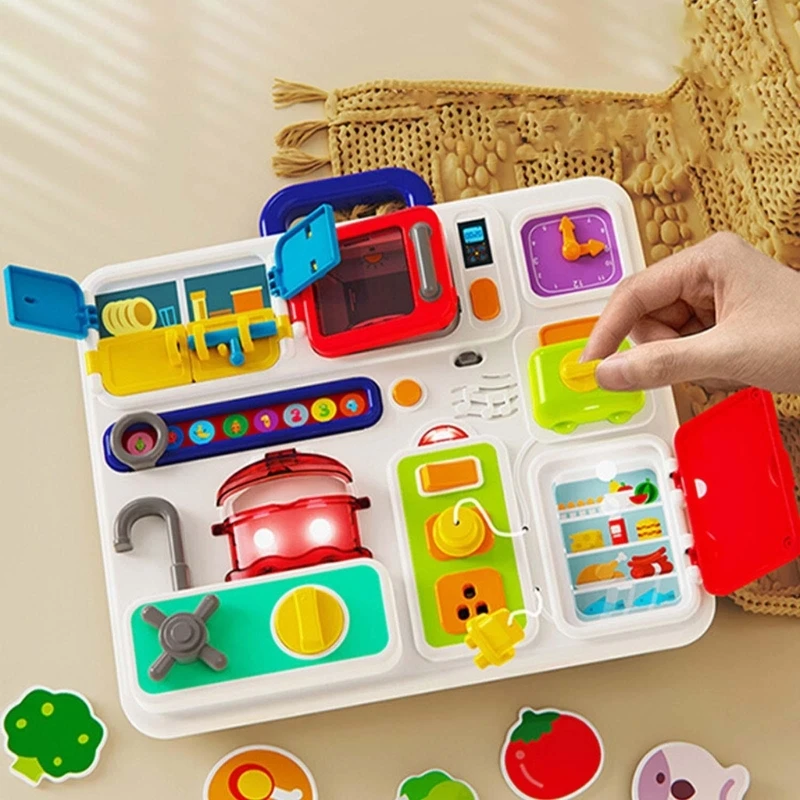 

Montessori Toy Sensory Board Games Activity Kitchen Puzzle Toy Baby Brain Development Game for Kid Child 2 3 Years Babies Toy