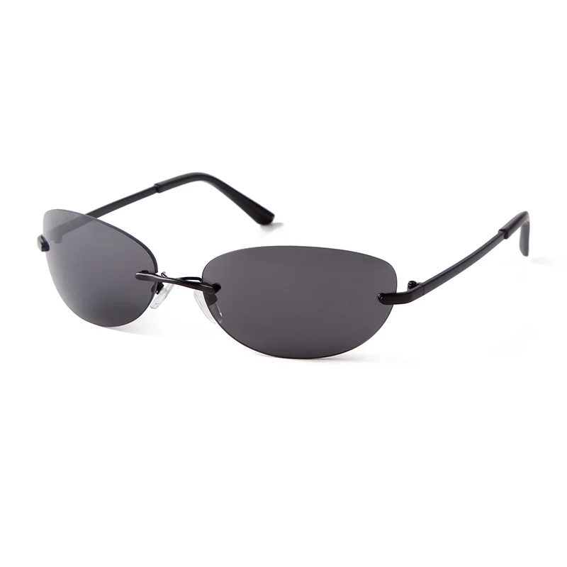 Mode Y2K Oval Sonnenbrille für Frauen Männer Marke Design Futurist Rahmenlose Sonnenbrille Radfahren Sport Brille Gafas De Sol S8765