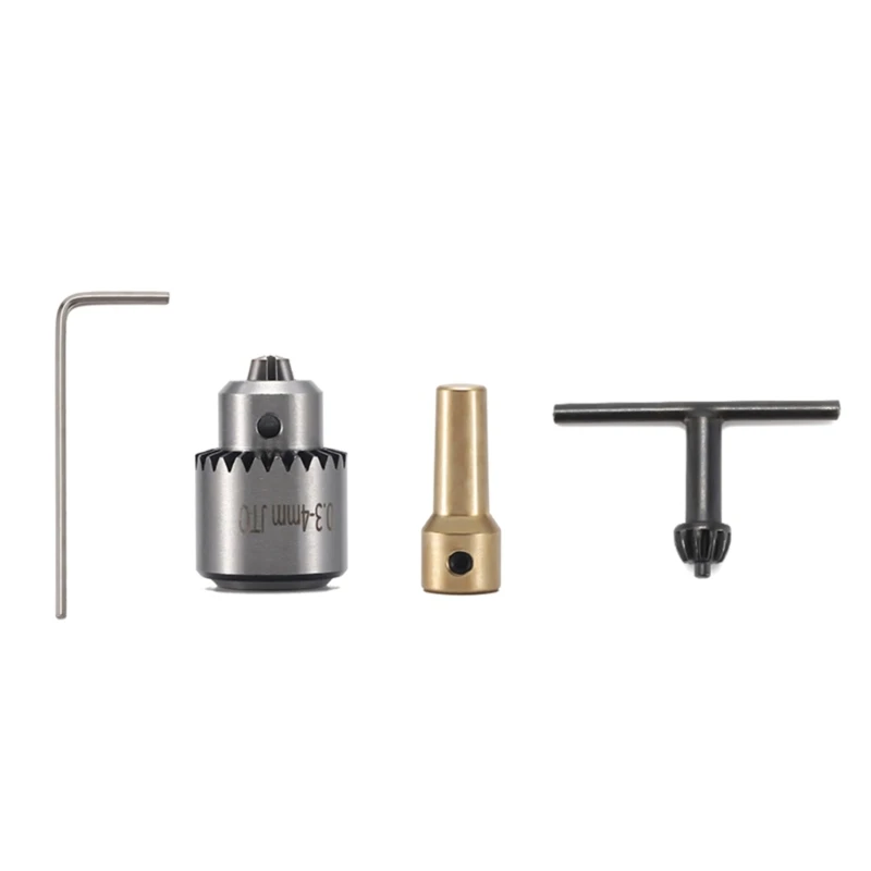 

4pcs Micro Motor Drill Chuck Clamping 0.3-4mm Taper Mounted Mini With Key 3.17mm Brass Electric Shaft