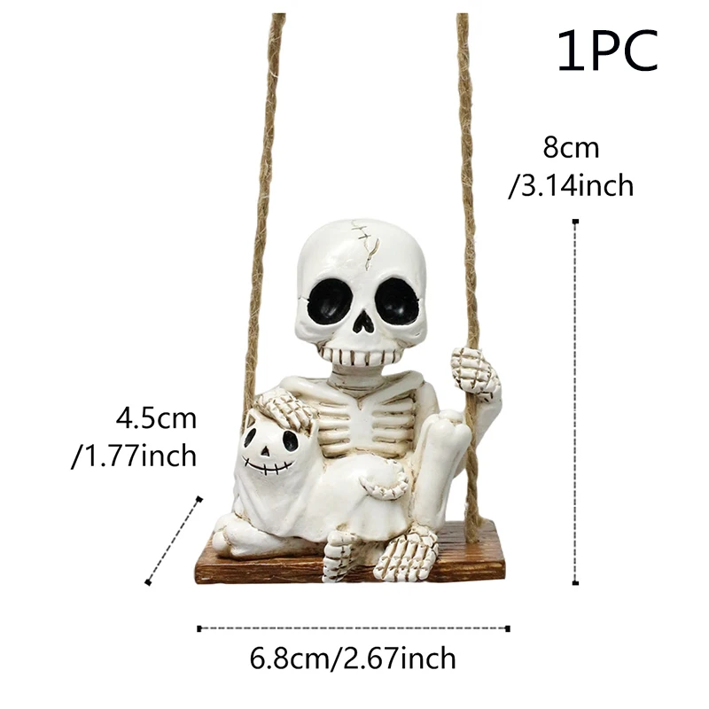 Décoration Halloween Fantôme Squelette Suspendu – Lot De 2 – Taille 50x85 Cm – Crâne Et Gaze Effrayants – Pour Maison, Jardin – Ajuanbazha