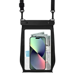 Universal Waterproof Phone Case - Large Capacity Swimming and Diving Pouch Bag (Black)