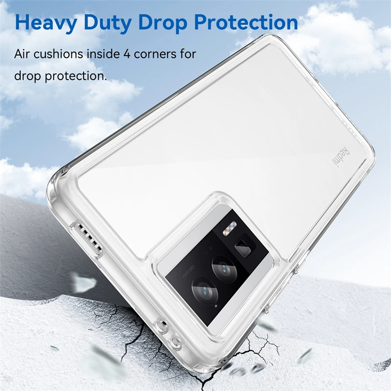 Clear Shockproof Phone Case Cover for Xiaomi Poco F5 Pro - Transparent Bumper Design