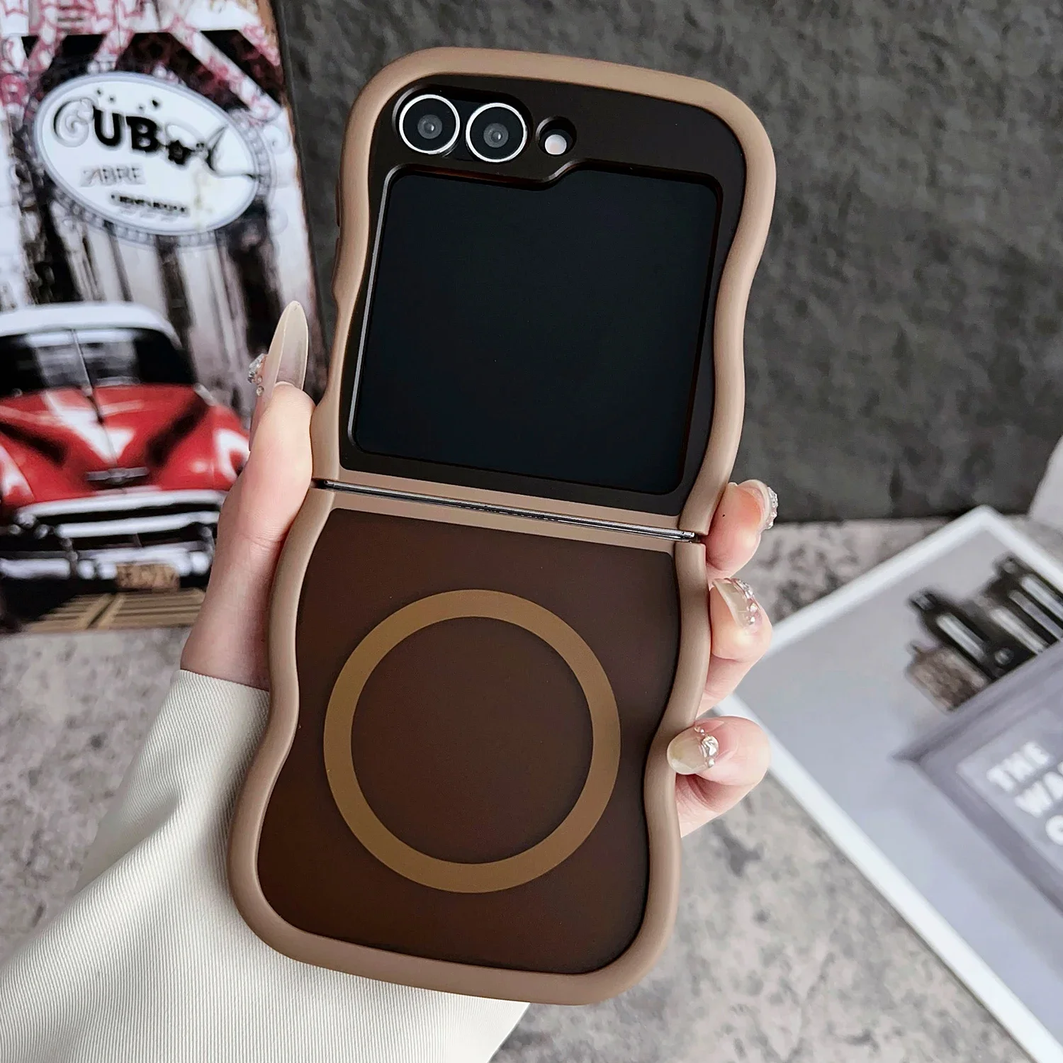 Stylish Big Wave Magnetic Matte Translucent Frosted Case