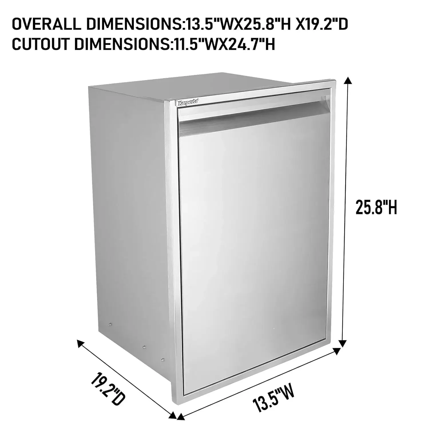 Built-in Outdoor Kitchen Trash Drawer W13.6XH26XD19 Inch Outdoor Kitchen Drawers Stainless Steel Flush Mount Roll Out Trash Draw 2