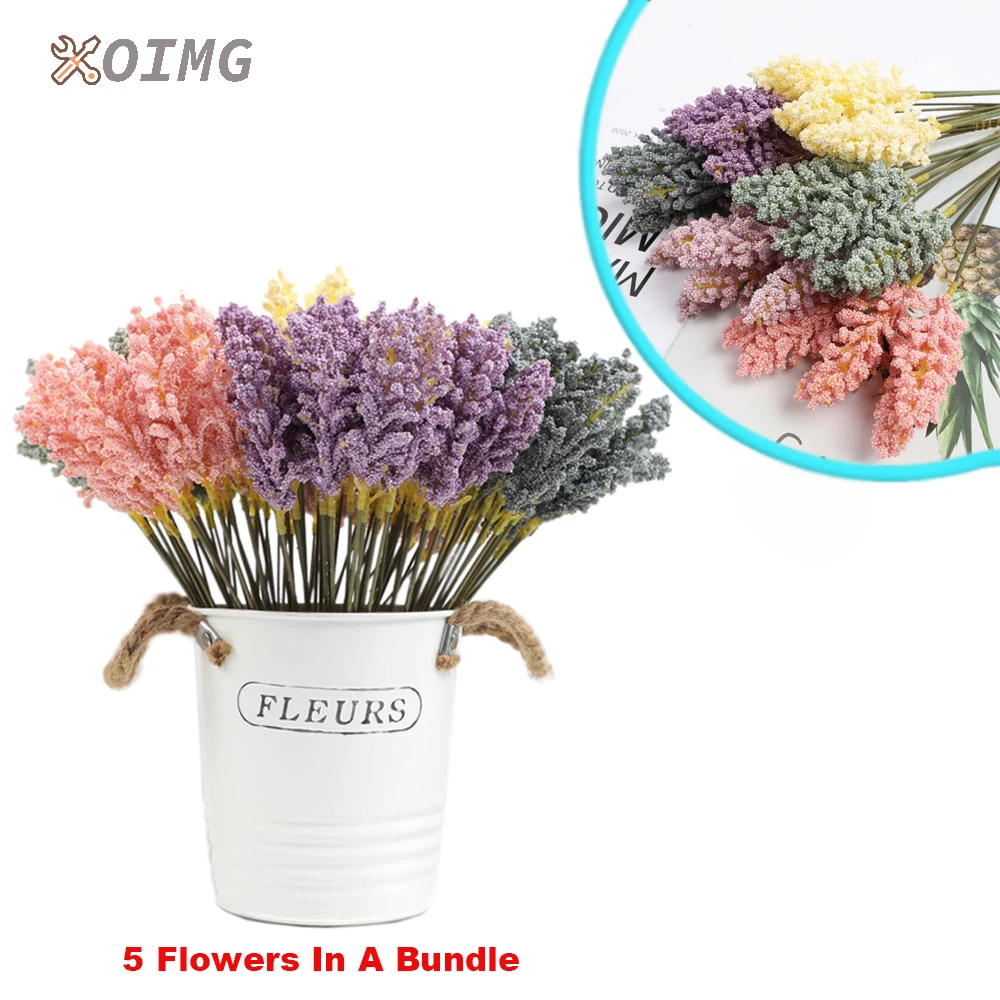 6PiecesBundlePELavenderCheapArtificialFlowerWholesalePlant