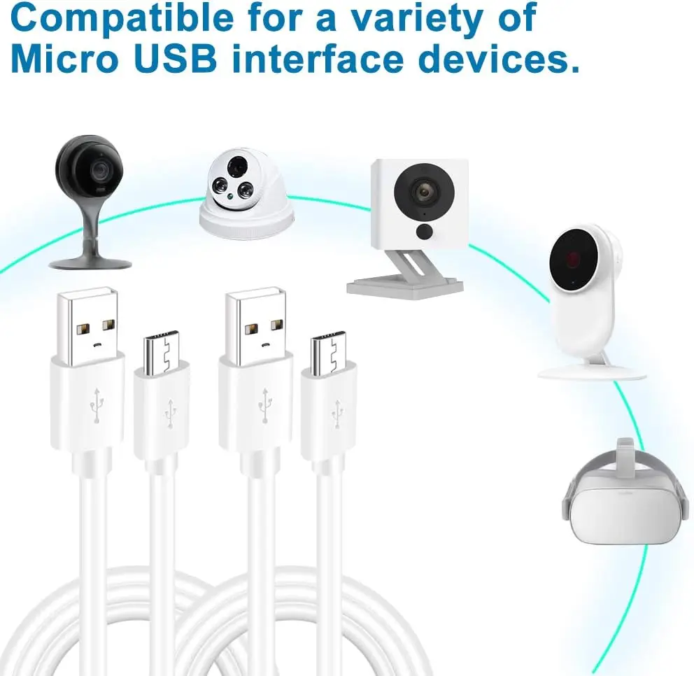 3/2/1 Meters Micro USB Fast Charging Cable Micro-USB Extension Cable for IP Camera CCTV Sync Charge Data Cable Android Phone