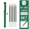 12pcs/set2pcs green gel pen + 10pcs green refill Quick drying 0.7mm nib Non-erasable Large capacity refillable metal pen clip 4