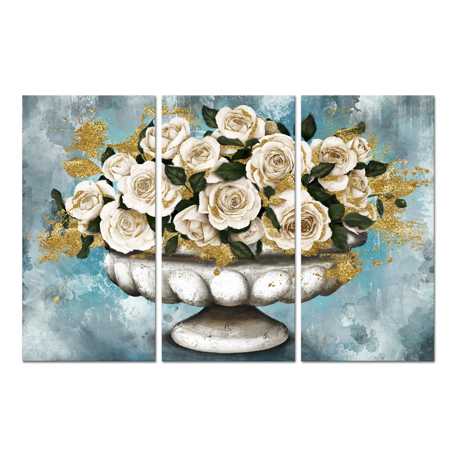 

3 Pieces White Flowers Posters Wall Art Abstract Flowers Print Canvas Art Modern Style Picture Living Room Home Decor
