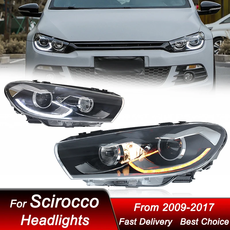 

Car Headlights For VW Scirocco 09-17 high style LED Auto Headlamp Assembly Upgrade High Configure Projector Lens Accessories Kit