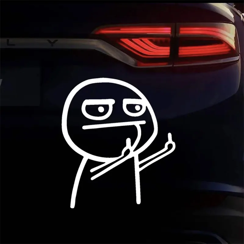 Motorcycle Car Cartoon Funny Middle Finger Reflective Vinyl Car Sticker Bicycle Decal Styling Decor Exterior Accessories