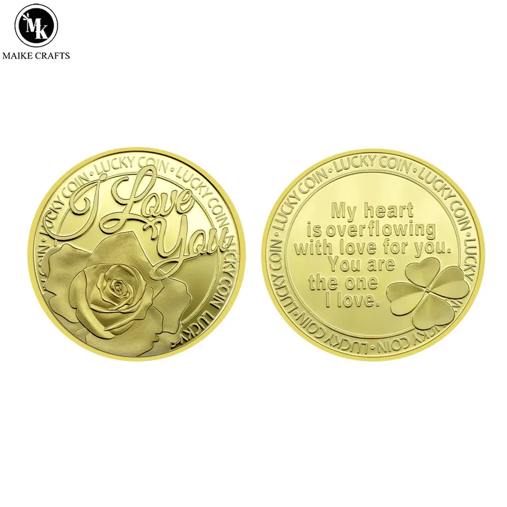 

I Love You Metal Coins Gold Plated Crafts Commemorative Coins Home Decor Challenge Coins Collection Valentine's Day Gifts