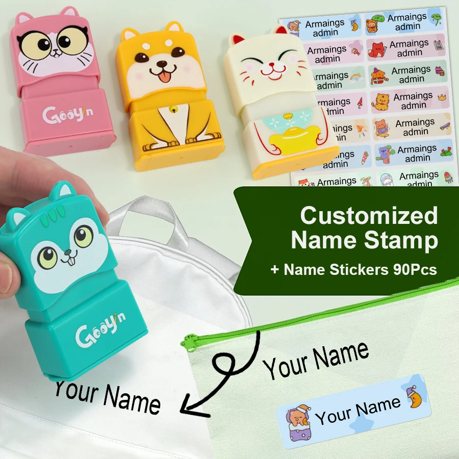 Name Stamp for Kindergarten Clothes Waterproof Washable Personalized School Labels Student Clothing Name Seal name stamp set name stamp rubber stamp