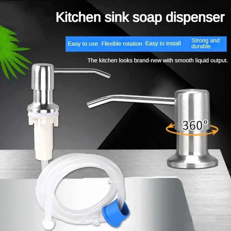 Stainless Steel Soap Dispenser Extension Tube Kit Kitchen Sink Liquid Soap Dispenser Bathroom Lotion Detergent Hand Press Pumps 2