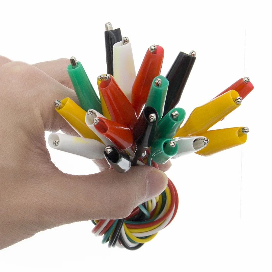 악어 클립 전기 DIY 테스트 리드, 악어 더블 엔드 악어 클립, 바퀴벌레 클립 테스트 점퍼 와이어, 50cm, 10 개 