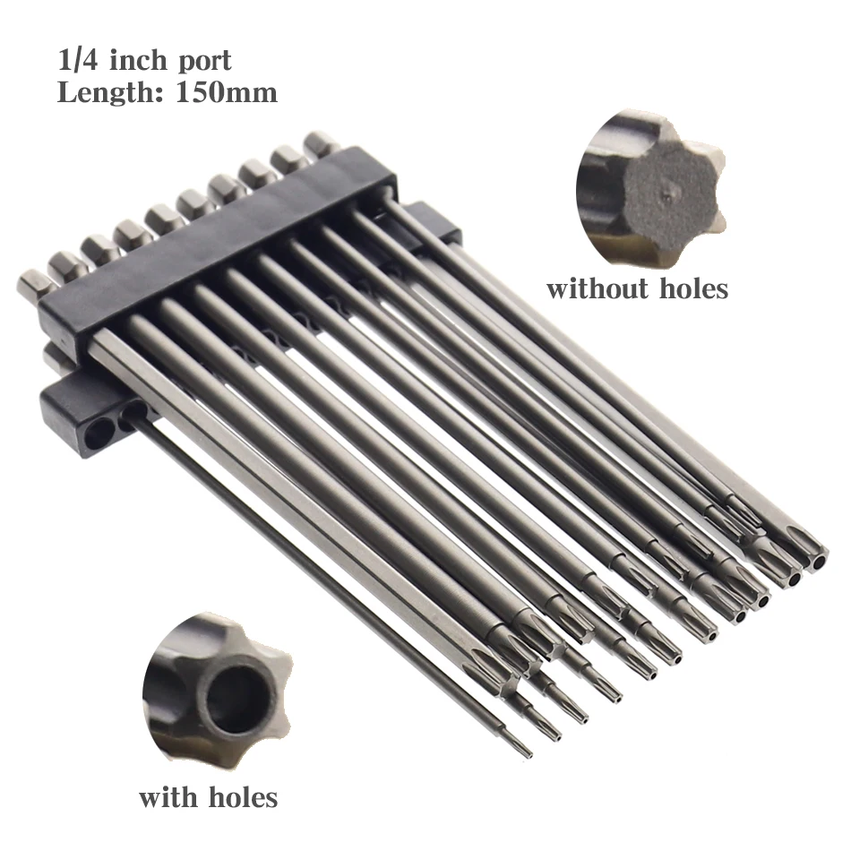 Set Di Punte Per Cacciavite Torx Magnetico A T6-T40 Lunga 150Mm T6,T8,T9, T10,T15,T20,T25,T27, T30,T35,T40