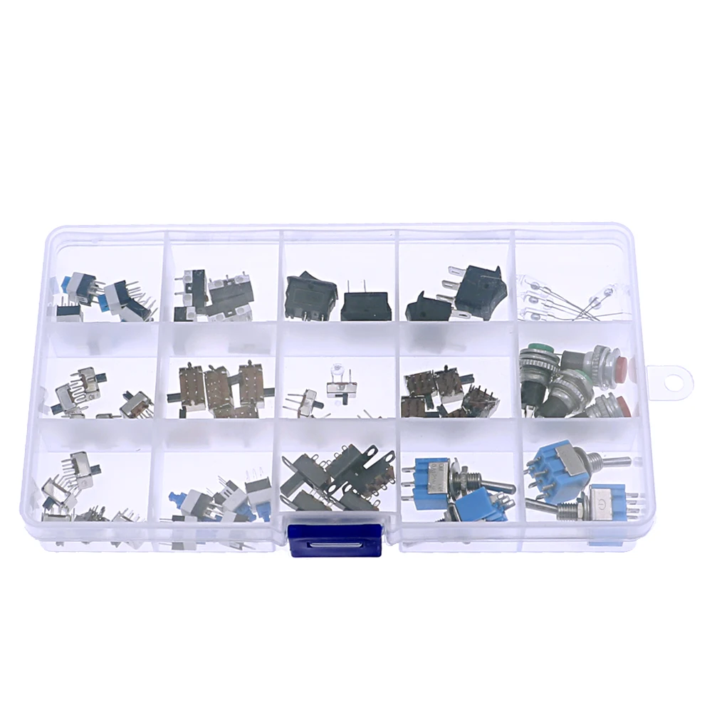 62Pcs Tactile Switches Push Button DIP Tact Toggle Switch