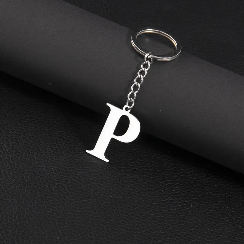 Silver Metal Alphabet Letter Keychain - Personalized Initial Keyring For Car, Bike, Bag, Men, Women, Kids - View #6