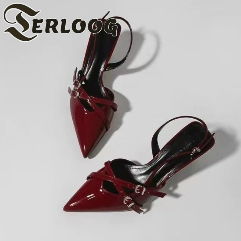 Sexy Pointed Toe High Heels Women Sandals Summer Slingback Party Slippers Woman Dress Brand Buckle Pumps Mujer women slingback sandals women high heels shoes women dress shoes