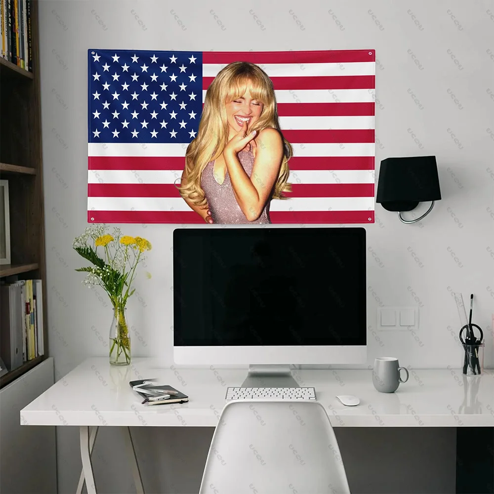 S-Sabrina C-Carpenter USA-Flagge, amerikanische Flagge, Wandteppich, Popstar, Raumdekoration, Konzertbanner, Geschenk, Fächer, Schlafzimmer, Wohnheim, Wandbehang, Geschenk – Detail 4
