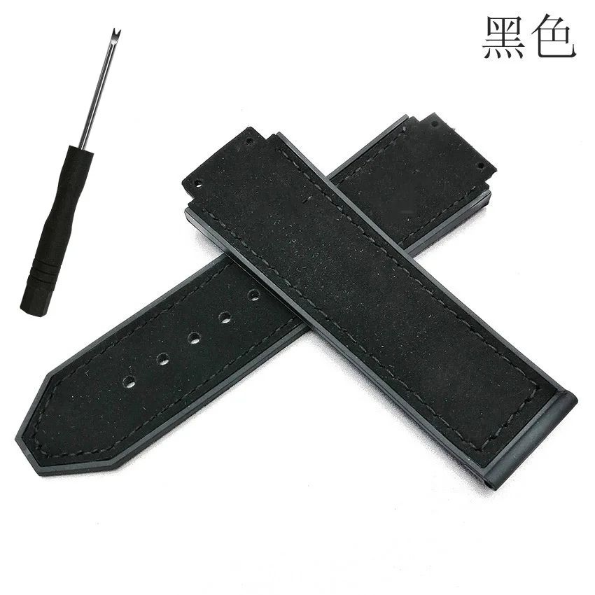 Ersatz-Uhrenarmband aus Leder und Silikon, 25 mm x 19 mm, für HUBLOT Big Bang Classic Fusion Series Silikon-Armbanduhr – Detail 2