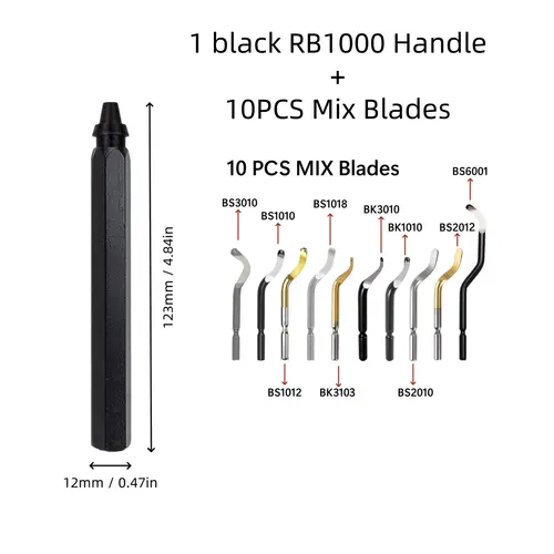 Deburring Tool Set with 11pcs High Speed Steel Swivel Blades Burr Removal Tool for Metal Resin PVC Pipes Copper Plastic Aluminum - Image 10