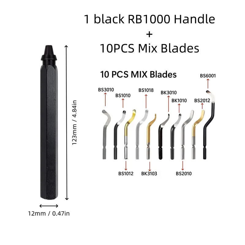 Deburring Tool Set with 11pcs High Speed Steel Swivel Blades Burr Removal Tool for Metal Resin PVC Pipes Copper Plastic Aluminum - Image 10